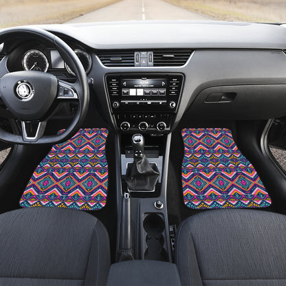 Indian Navajo Pink Themed Design Print Car Floor Mats Front Back