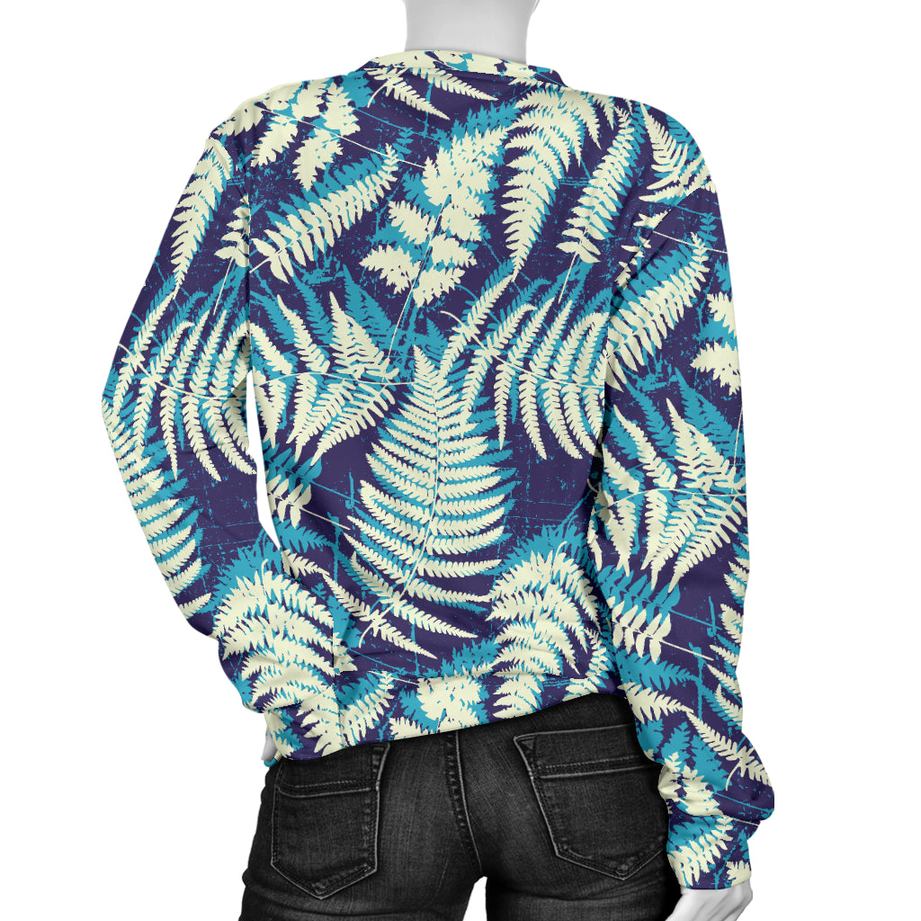 Fern Leave Summer Print Pattern Women Long Sleeve Sweatshirt