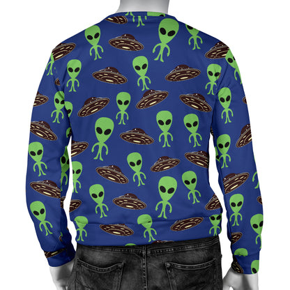 Alien Green UFO Pattern Men Long Sleeve Sweatshirt
