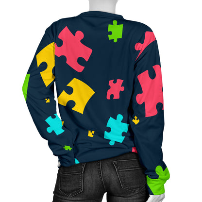 Autism Awareness Colorful Design Print Women Long Sleeve Sweatshirt