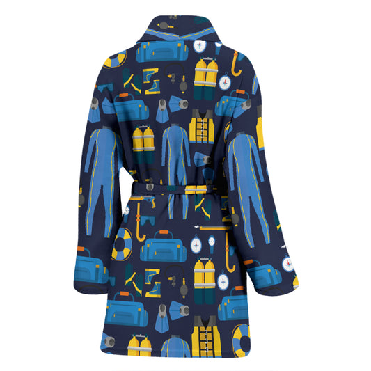 Scuba Equipment Print Design LKS305 Women Bathrobe