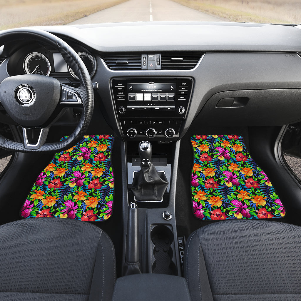 Tropical Folower Colorful Print Car Floor Mats Front Back