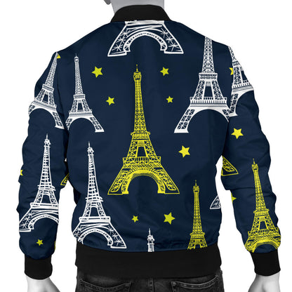 Eiffel Tower Star Print Men Bomber Jacket