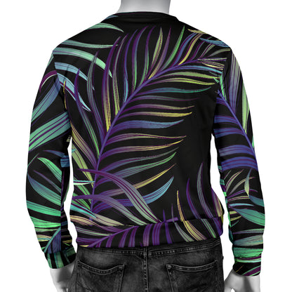 Tropical Palm Leaves Pattern Brightness Men Long Sleeve Sweatshirt