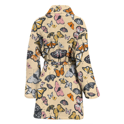 Butterfly Pattern Print Design 04 Women Bathrobe