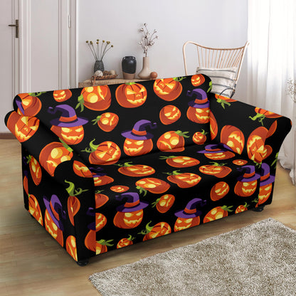 Witch Pumpkin Halloween Print LKS302 Loveseat Couch Slipcover