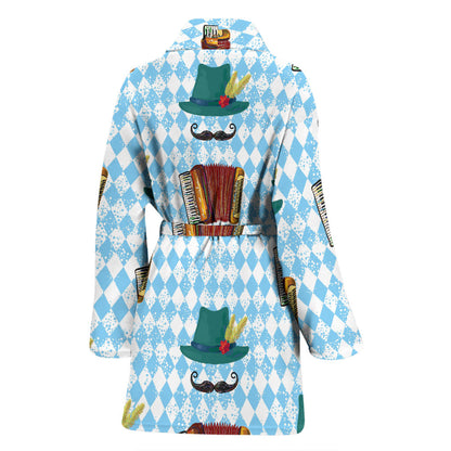 Accordion Mustache Pattern Print Design 01 Women Bathrobe