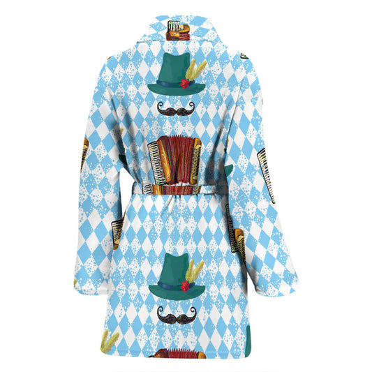 Accordion Mustache Pattern Print Design 01 Women Bathrobe