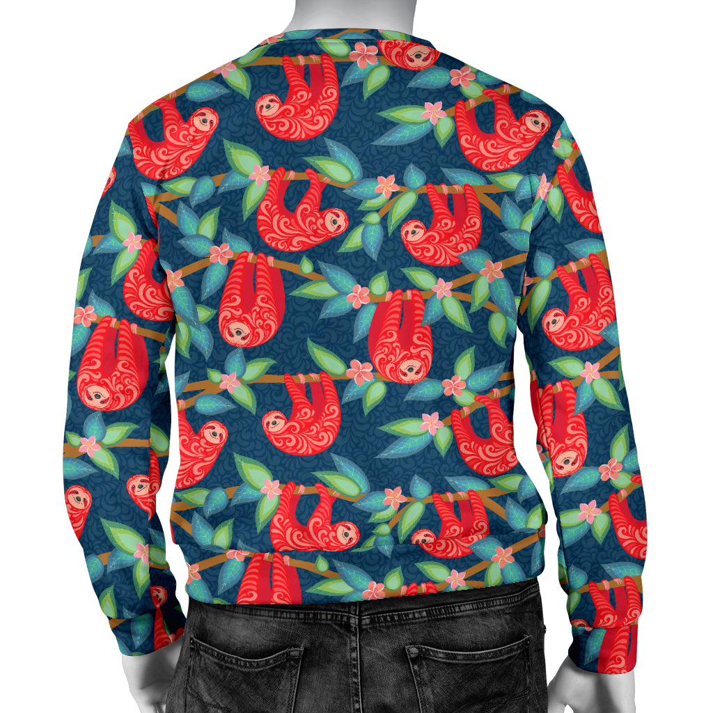 Sloth Red Design Themed Print Men Long Sleeve Sweatshirt