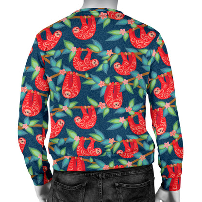 Sloth Red Design Themed Print Men Long Sleeve Sweatshirt