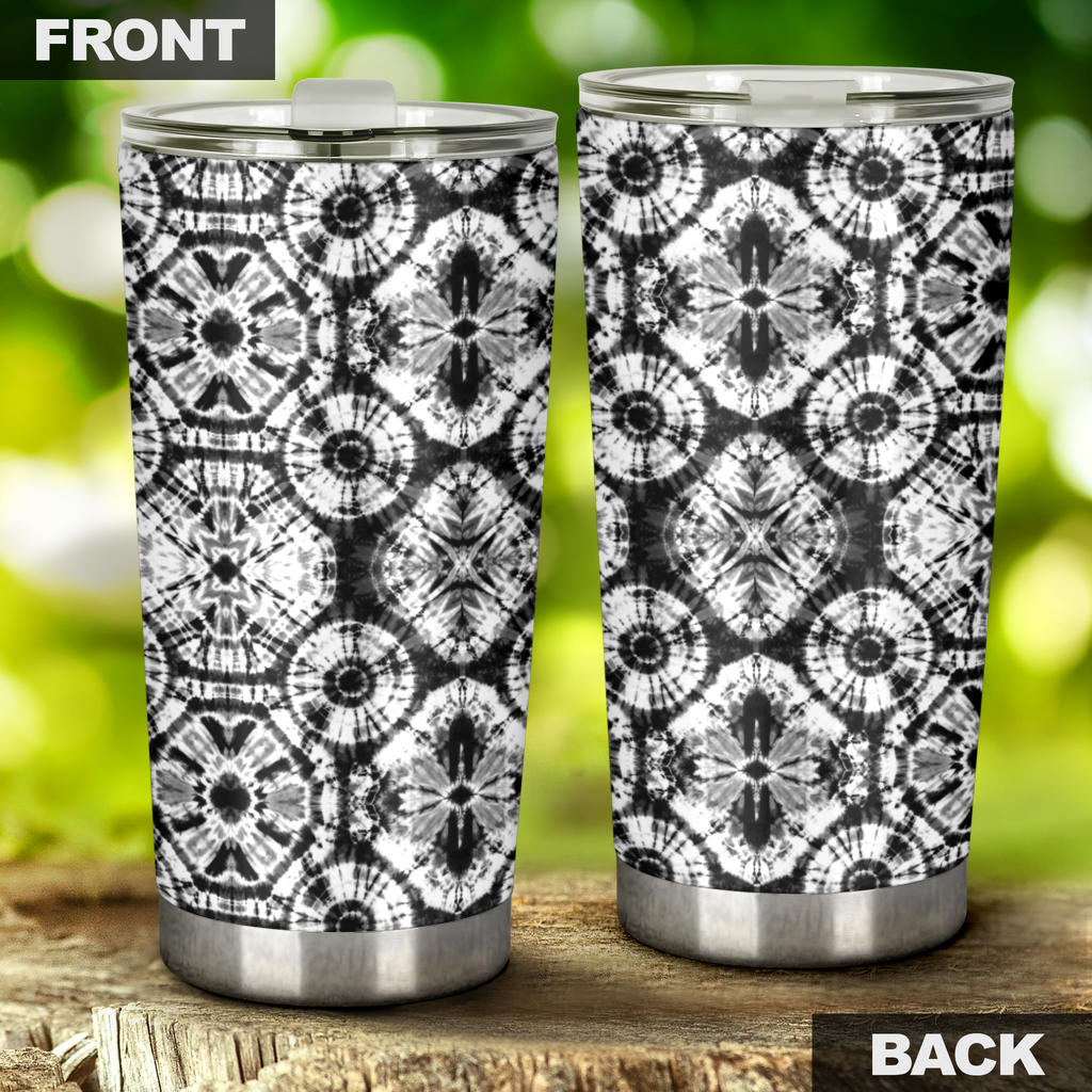 Tie Dye Black White Design Print Tumbler