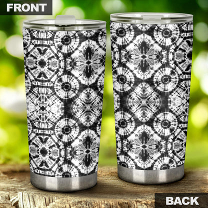 Tie Dye Black White Design Print Tumbler