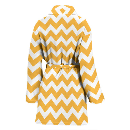 Chevron Orange Pattern Print Design 01 Women Bathrobe