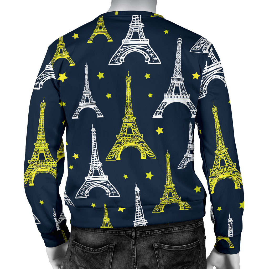 Eiffel Tower Star Print Men Long Sleeve Sweatshirt
