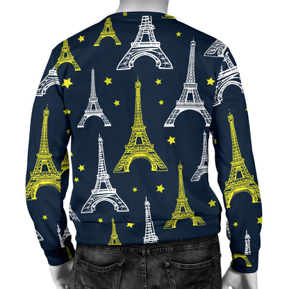 Eiffel Tower Star Print Men Long Sleeve Sweatshirt