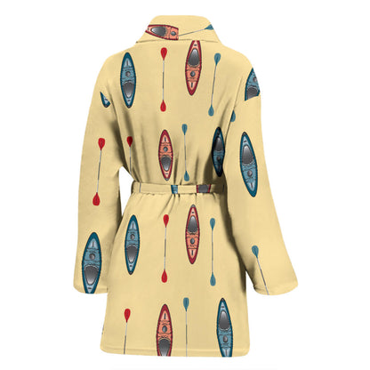 Kayak Pattern Print Design 02 Women Bathrobe