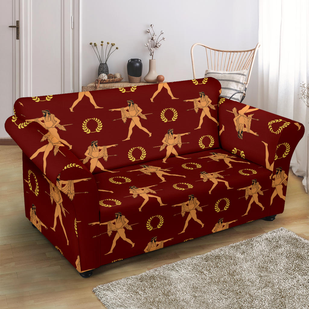 Ancient Greek Print Design LKS307 Loveseat Couch Slipcover