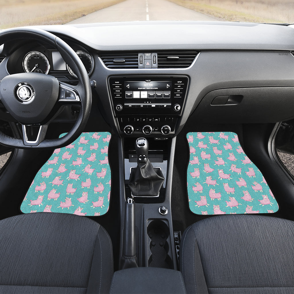 Alpaca Cartoon Design Themed Print Car Floor Mats Front Back