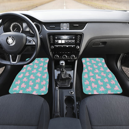 Alpaca Cartoon Design Themed Print Car Floor Mats Front Back
