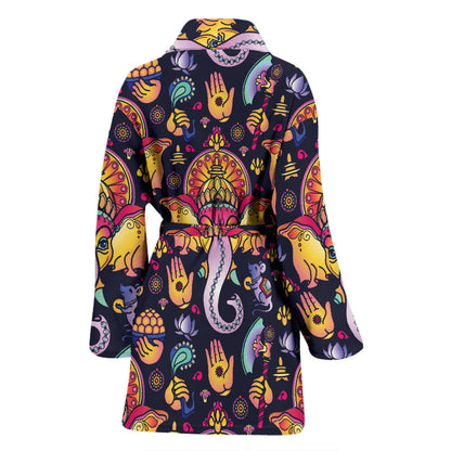 Ganesha Indian Pattern Print Design 03 Women Bathrobe