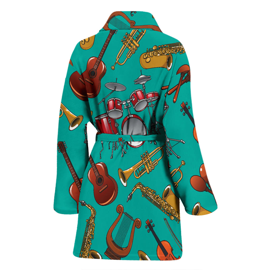 Drum Set Pattern Print Design 01 Women Bathrobe