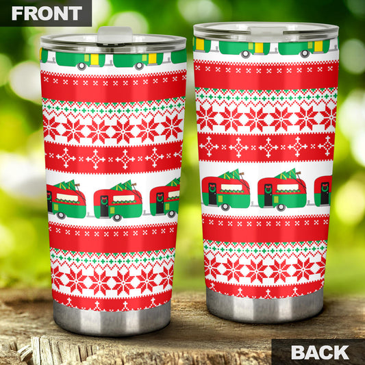 Camper Camping Ugly Christmas Design Print Tumbler