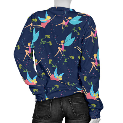 Fairy with flower Print Pattern Women Long Sleeve Sweatshirt