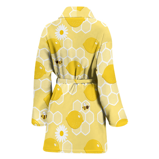 Honey Bee Honeycomb Print Design LKS3010 Women Bathrobe