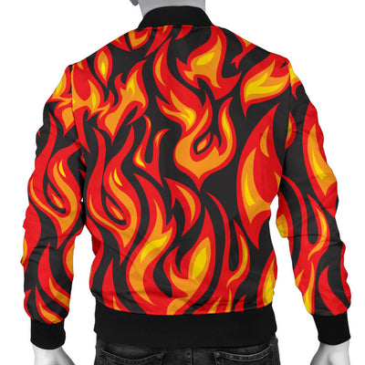 Flame Fire Print Pattern Men Bomber Jacket