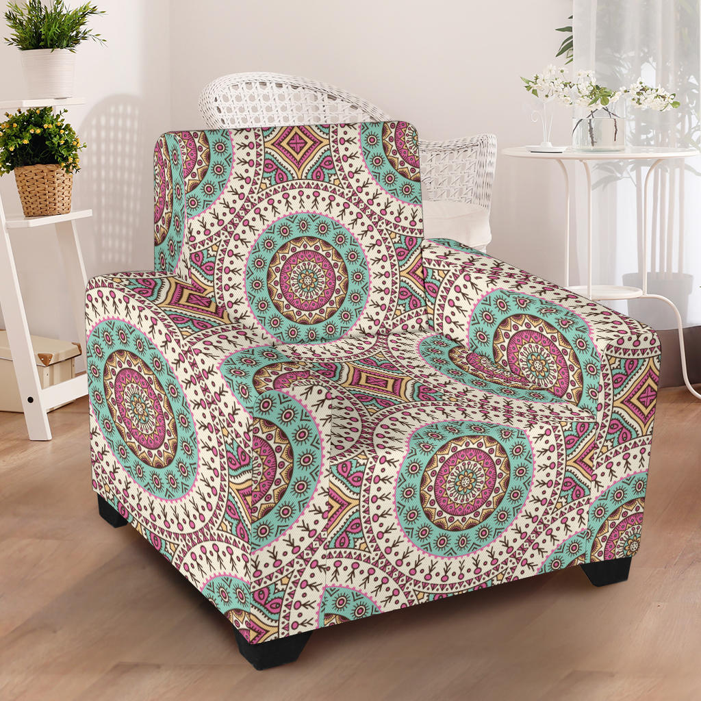 Bohemian Round Style Print Armchair Slipcover