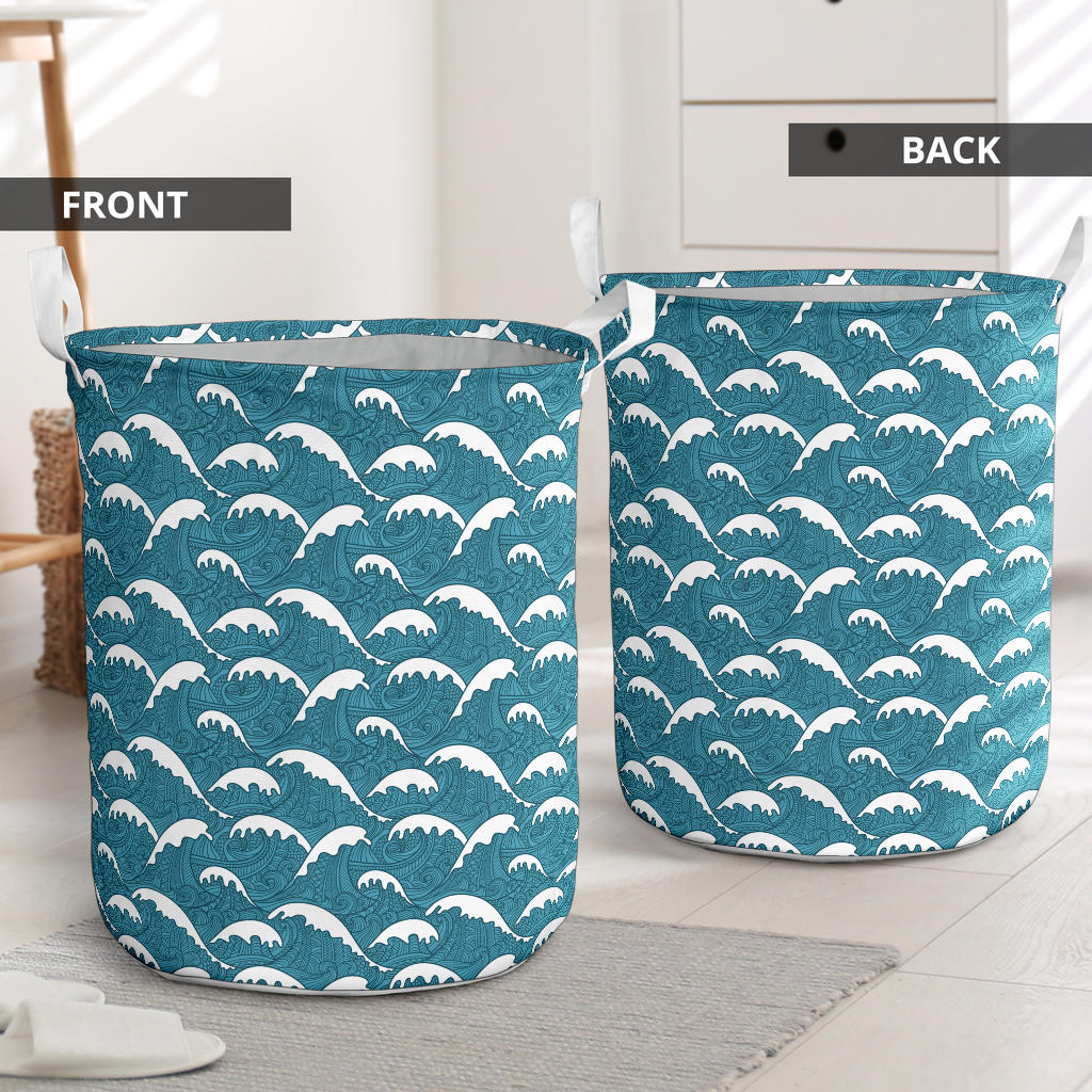Surf Wave Tribal Design Laundry Basket