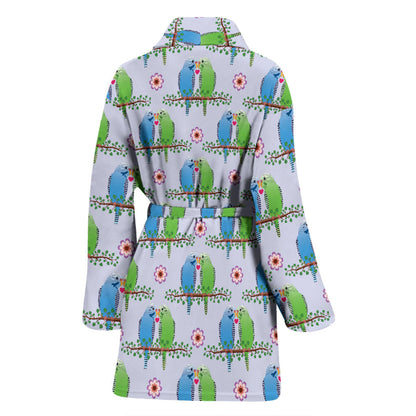 Budgerigar Pattern Print Design 05 Women Bathrobe