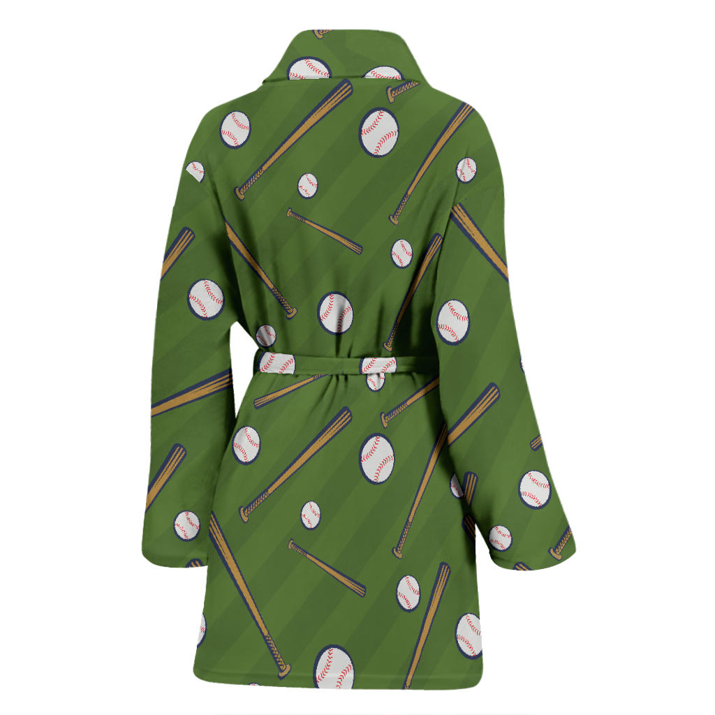Baseball Pattern Print Design 02 Women Bathrobe