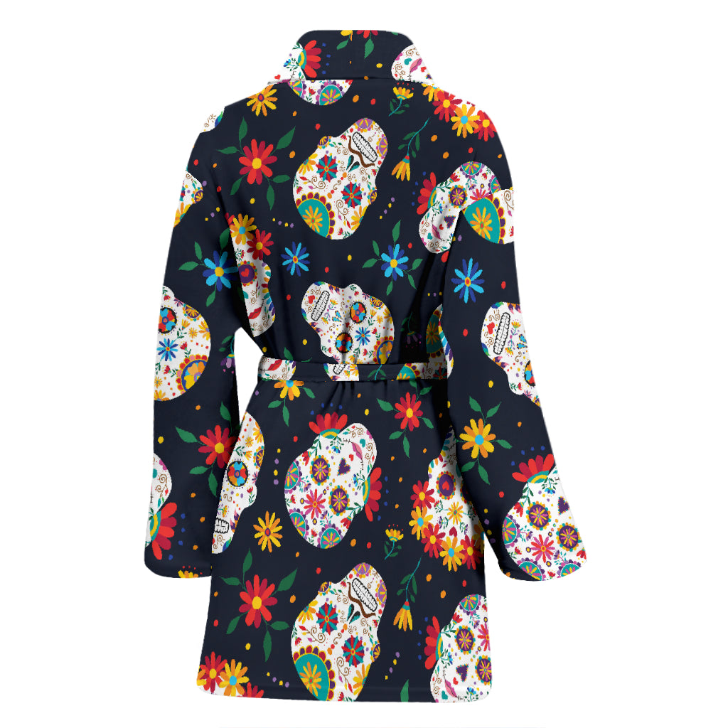 Sugar Skull Print Design LKS305 Women Bathrobe