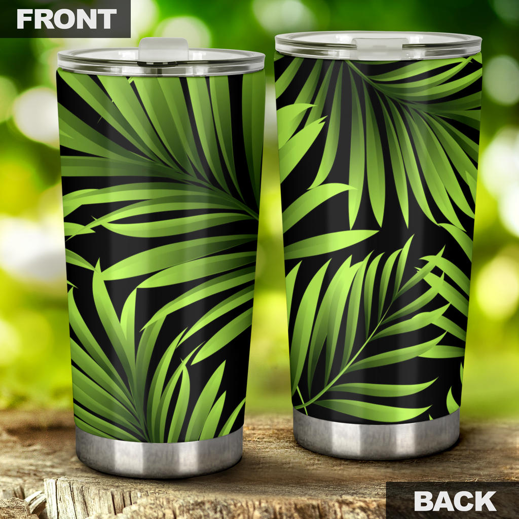 Green Neon Tropical Palm Leaves Tumbler