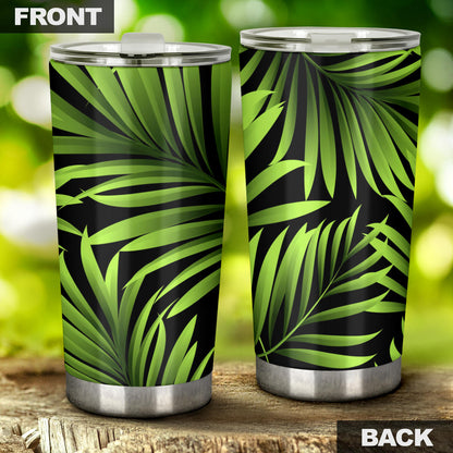 Green Neon Tropical Palm Leaves Tumbler
