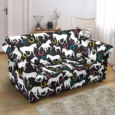 Horse Hoof Colorful Print Design LKS301 Loveseat Couch Slipcover