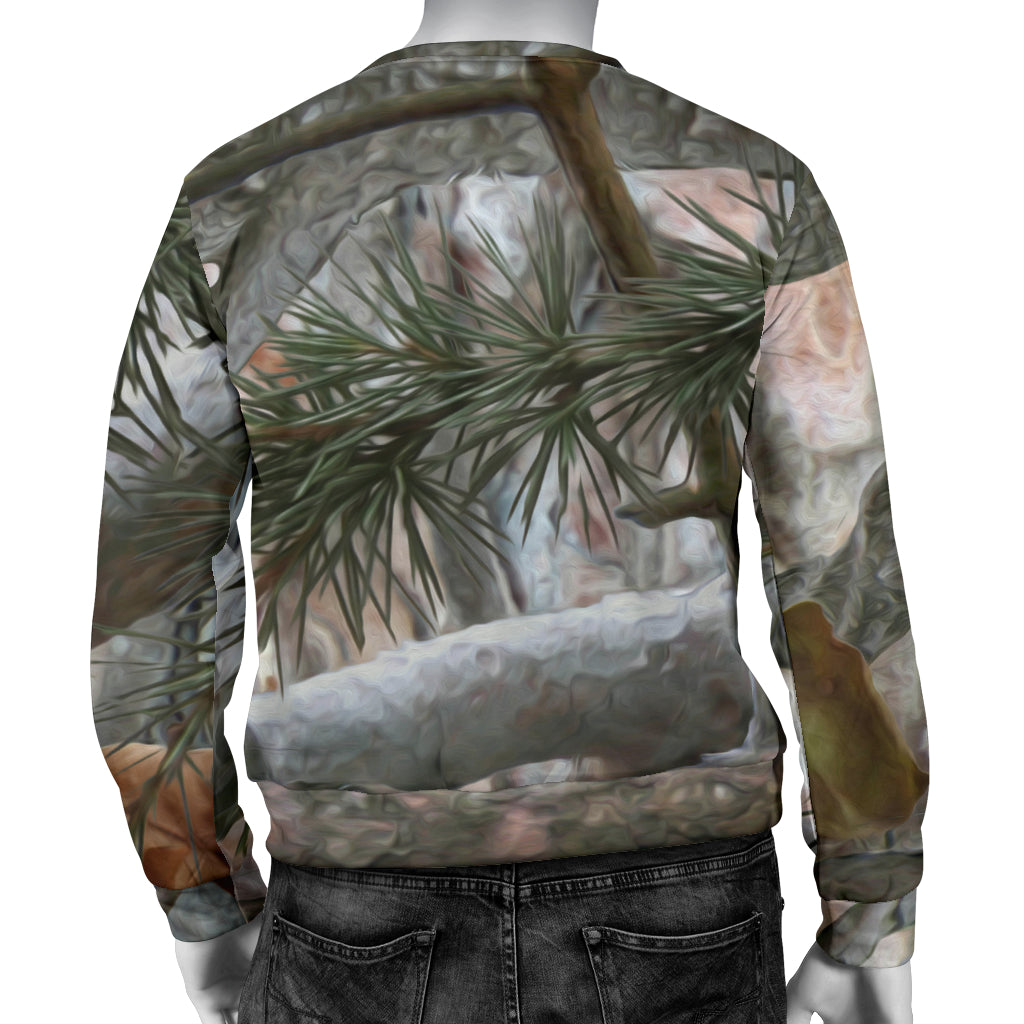 Camo Realistic Tree Forest Pattern Men Long Sleeve Sweatshirt