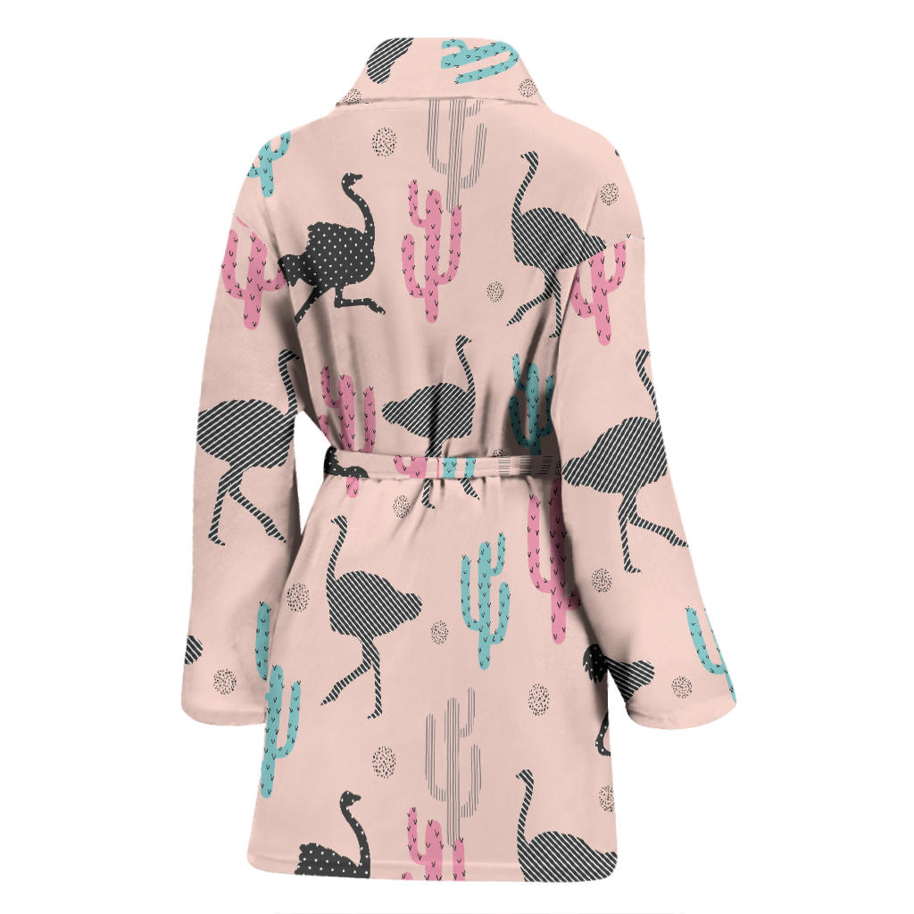 Ostrich Pattern Print Design 03 Women Bathrobe