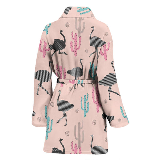 Ostrich Pattern Print Design 03 Women Bathrobe