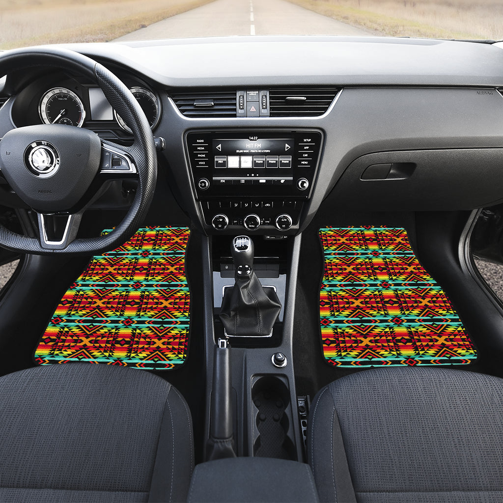 Kente Red Design African Print Car Floor Mats Front Back