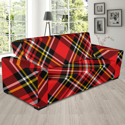 Plaid Red Pattern Print Design A03 Sofa Slipcover