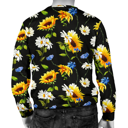 Sunflower Chamomile Bright Color Print  Men Long Sleeve Sweatshirt