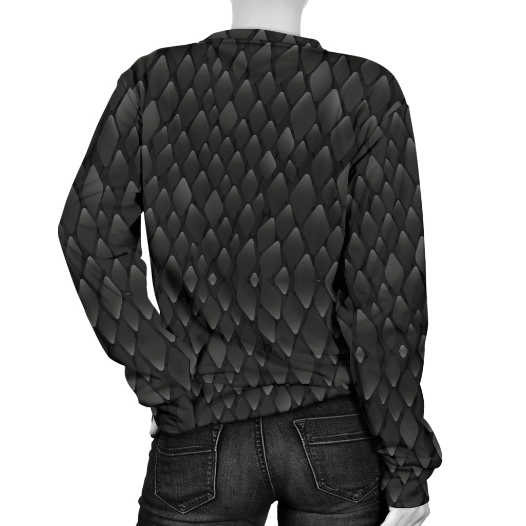 Snake Skin Black Print Women Long Sleeve Sweatshirt