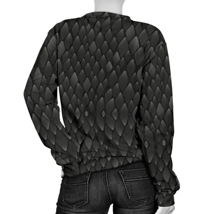 Snake Skin Black Print Women Long Sleeve Sweatshirt