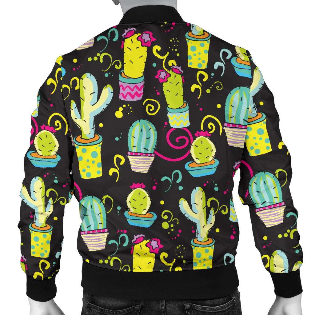 Cactus Neon Style Print Pattern Men Bomber Jacket