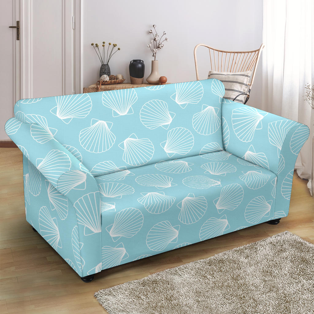 Seashell Print Design LKS3010 Loveseat Couch Slipcover