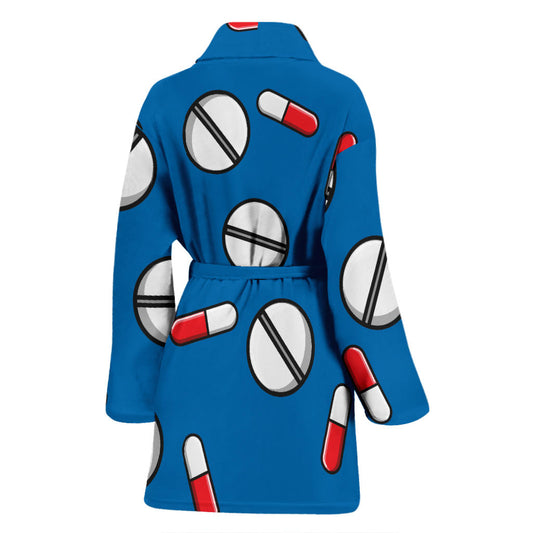 Pill Pattern Print Design A05 Women Bathrobe
