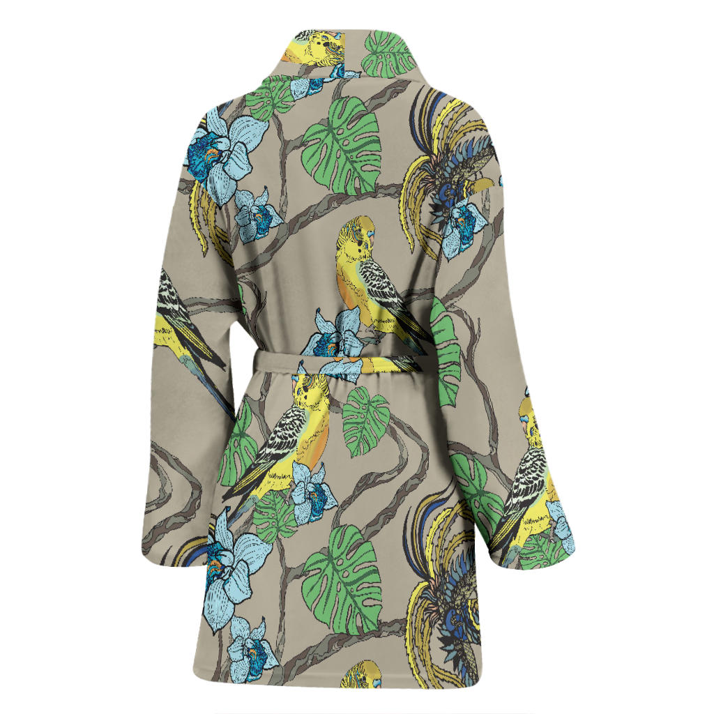 Parakeet Pattern Print Design A02 Women Bathrobe