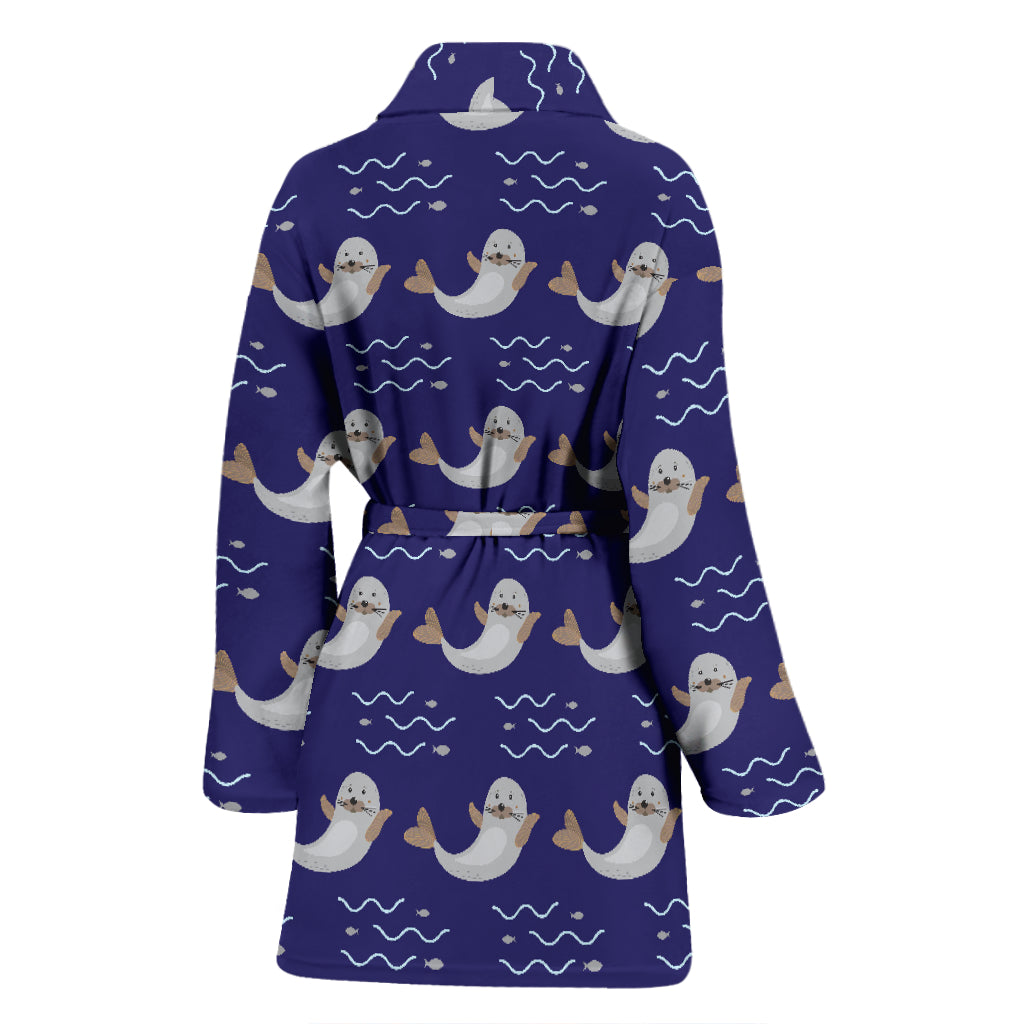 Sea Lion Print Design LKS404 Women Bathrobe